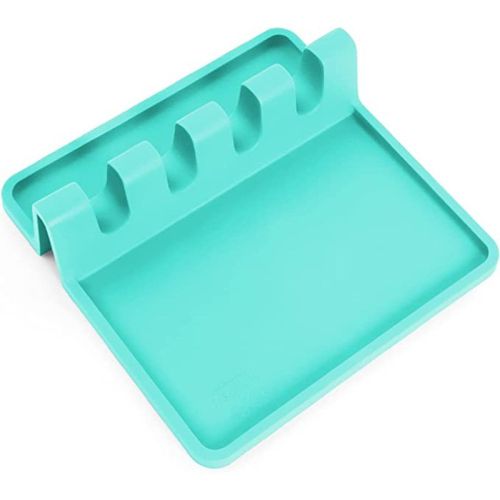 1pc Silicone Utensil Rest With Drip Pad For Multiple Utensils; Heat-Resistant; BPA-Free Spoon Rest & Spoon Holder For Stove Top - Mint Color