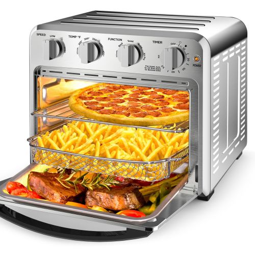 Chef Air Fryer Toaster Oven Combo;  4 Slice Toaster Convection Air Fryer Oven Warm;  Broil;  Toast;  Bake;  Air Fry;  Oil-Free;  16QT - Silver