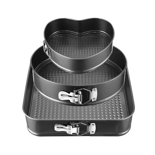 Removable Bottom 3Pcs/Set Non-stick Springform Cake Pan - Black - Cake Pan Removable Bottom 3Pcs/Set Non-stick Springform Cake Pan - Black - Cake Pan