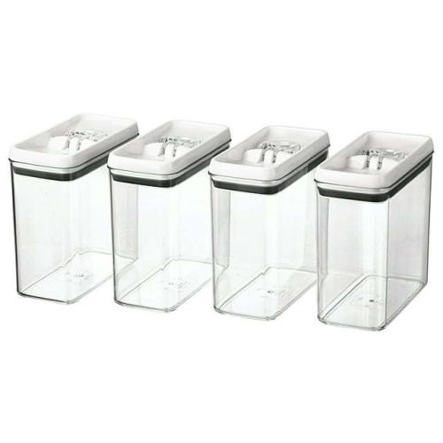 Canister Pack of 4 - Flip-Tite 11.5 Cup Rectangular Food Storage Container Set - Clear
