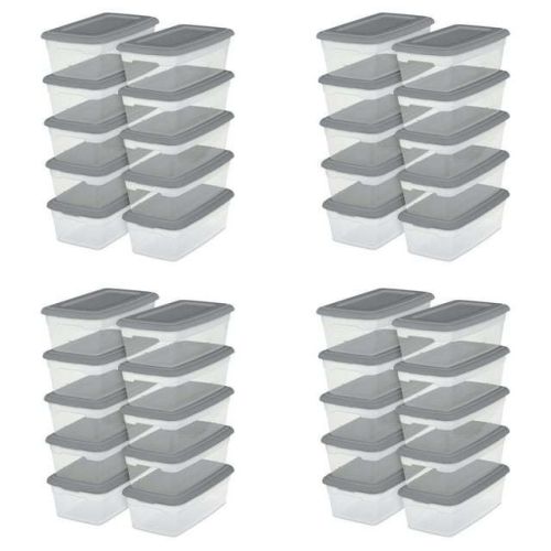 6 Qt. Storage Box Plastic, Titanium, Set of 40 - Silver